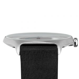05 - slim made one 02 - thin wrist watch in silver with black leather band - bottom 05 - slim made one 02 - thin wrist watch in silver with black leather band - bottom