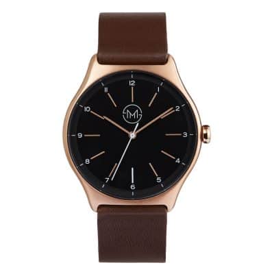 slim made one 15 - thin wrist watch in rose gold with dark brown leather band - 01 slim made one 15 - thin wrist watch in rose gold with dark brown leather band - 01