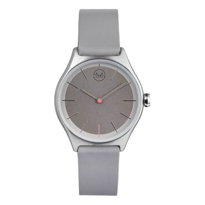slim made two 04 - thin wrist watch in silver with grey leather band - 01 slim made two 04 - thin wrist watch in silver with grey leather band - 01